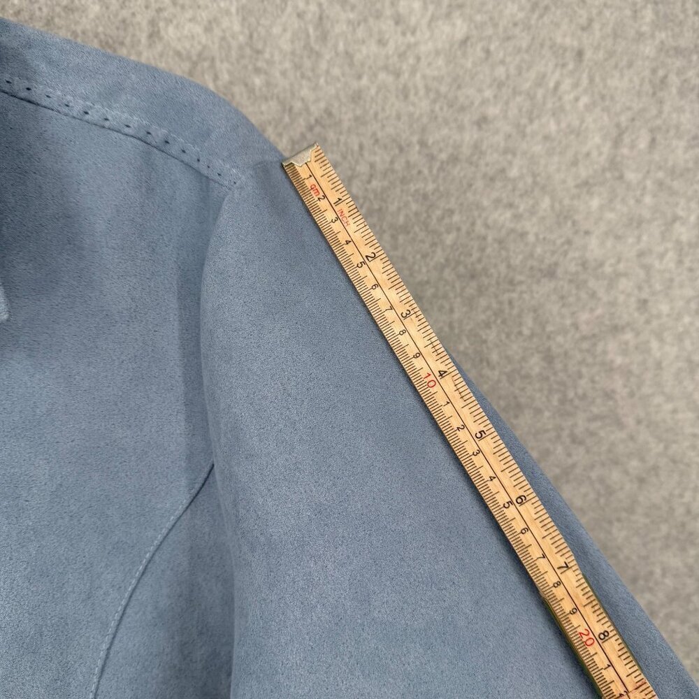 Lemon Grass Womens Washable Suede Button Up Shirt Size L Petite Blue Western NEW - Picture 12 of 13